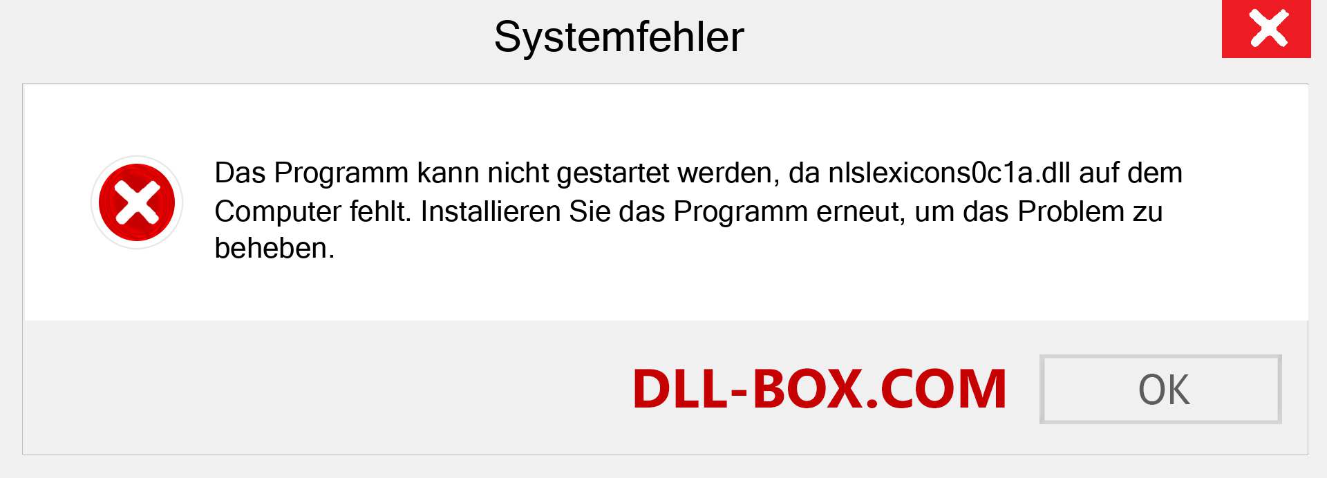 nlslexicons0c1a.dll-Datei fehlt?. Download für Windows 7, 8, 10 - Fix nlslexicons0c1a dll Missing Error unter Windows, Fotos, Bildern