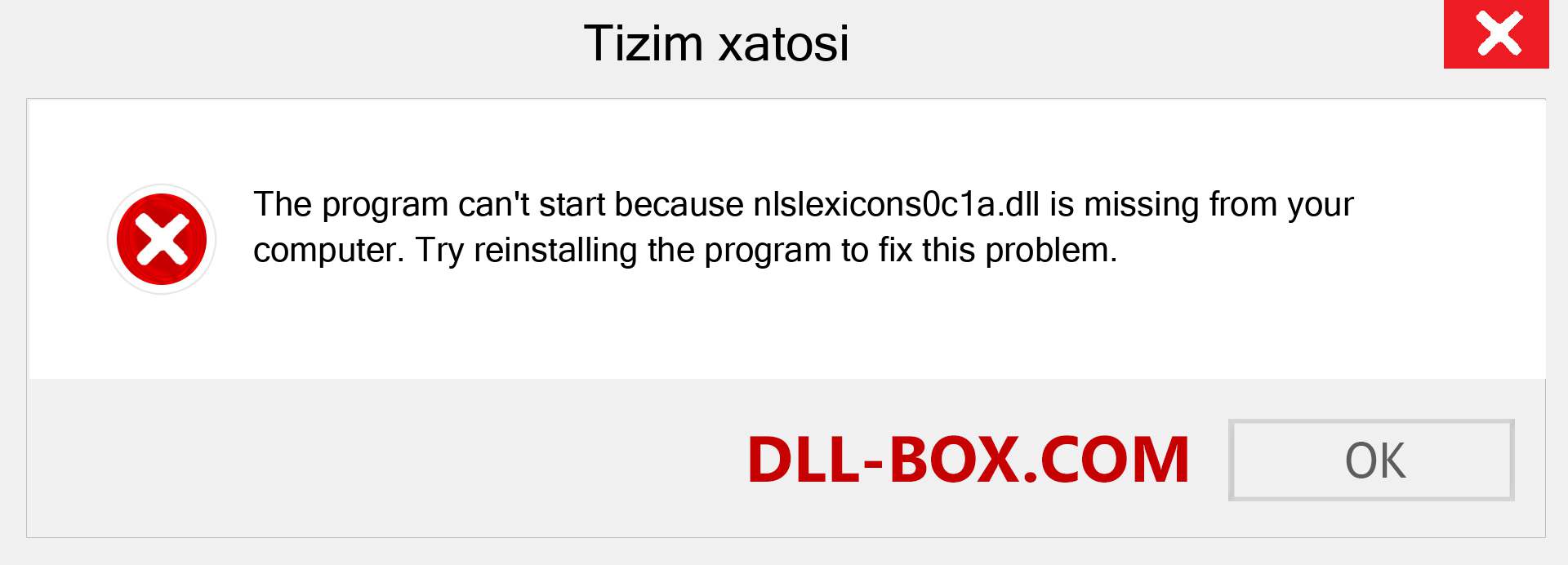 nlslexicons0c1a.dll fayli yo'qolganmi?. Windows 7, 8, 10 uchun yuklab olish - Windowsda nlslexicons0c1a dll etishmayotgan xatoni tuzating, rasmlar, rasmlar